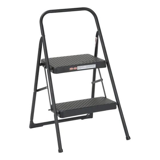 Cosco Taburete Plegable Para El Hogar De Dos Pasos, Todo Neg