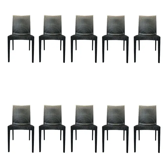Fml rattan Cadeiras Rattan Preto 10 Peças Reforçadas Externa Jardim