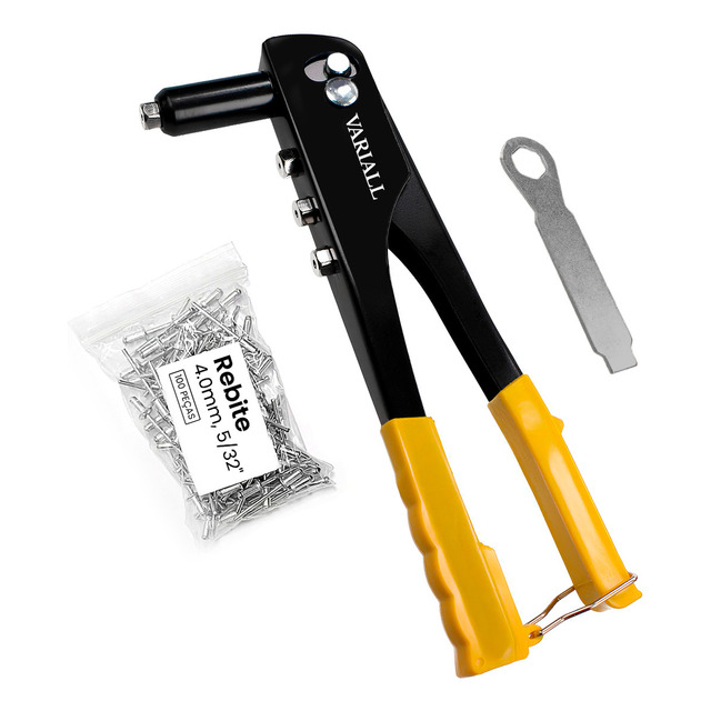 Rebitador Manual Rebitadeira Alicate 4 Bicos + 100 Rebites Variall Rebitador Manual Rebitadeira Alicate 4 Bicos + 100 Rebites Variall