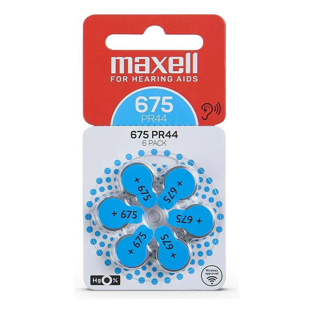 Pilas Para Audífonos Maxell Tamaño 675 Auditivas 6un