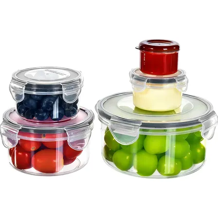 Kit Potes Hermeticos Mantimentos Empilhavel Tampa E Trava Kit 5