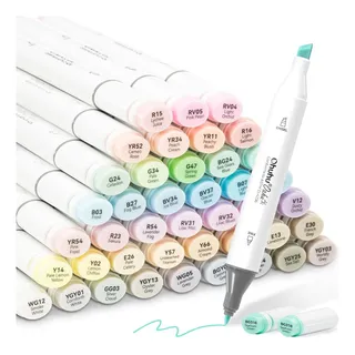 Ohuhu Marcadores Canetinha 48 Cores Pastel Ponta Dupla Oahu 48 Cores - Cinzel E Fino