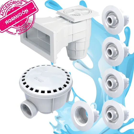 Kit Vulcano Completo Pileta Hormigón: Skimmer + Accesorios