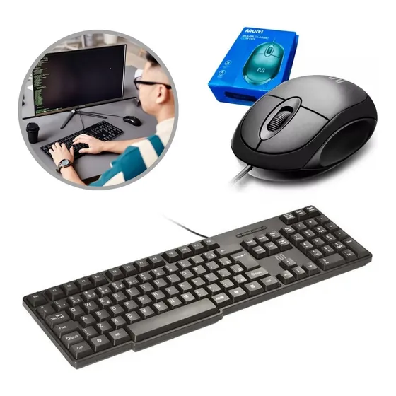 Kit Teclado E Mouse Basico Com Fio Usb Qualidade Multilaser