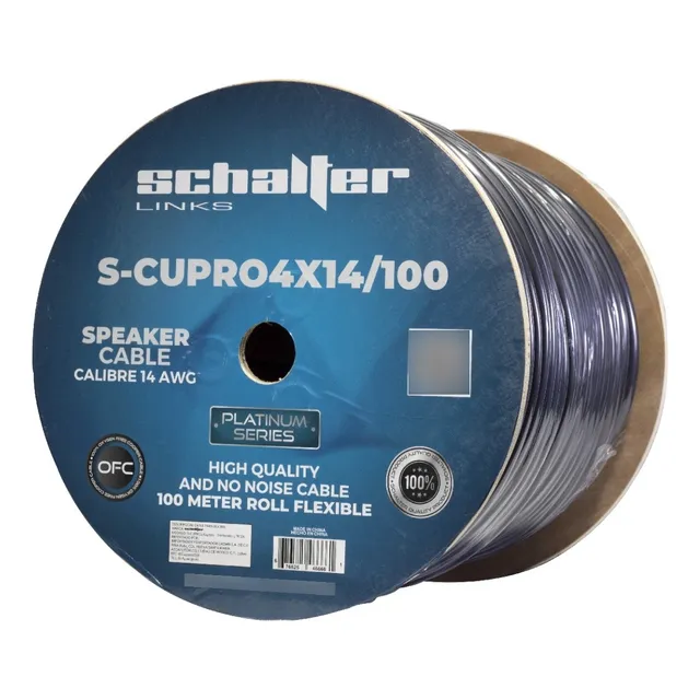 Cable Bocina 100% Cobre Cal 14x4 Hilos Rollo Con 100 Mts