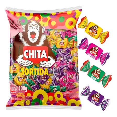 Bala Chita Macia Mastigável Mole Abacaxi Sortida 500g Cory Sortida