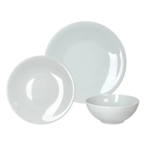 Vajilla Blanca Set X 18 Platos Playo Postre Bowl Porcelana