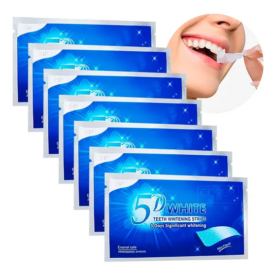 Tiras de gel branqueador de dentes 5d White Mint 7 Envelopes 14 Fitas