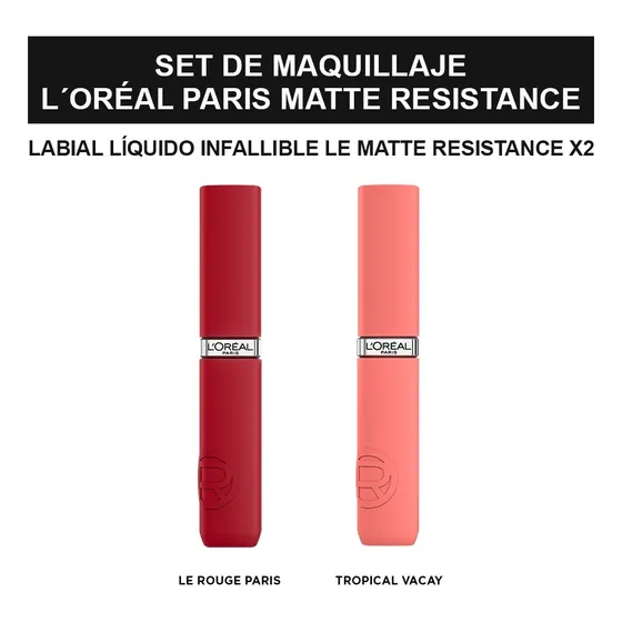 Set De Maquillaje L'oreal Paris Labial Matte Resistance X2
