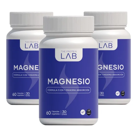 Magnesio 5 En 1 The Protein Lab X 60 Cápsulas | 3 Frascos Sabor Sin sabor