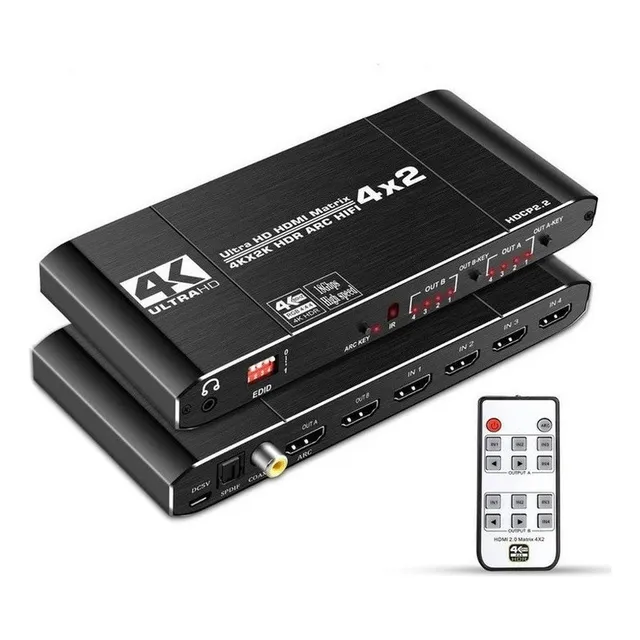 Divisor Kuwfi Hdmi Matrix 4k 60hz Hdr 4 Entradas 2 Salidas