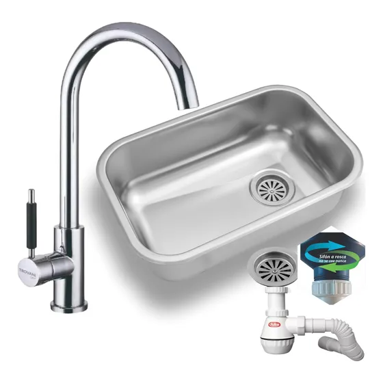 Bacha Cocina Johnson Simple Zz52/18  52x32x18 + Grifo Alto
