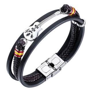 Guitarra De Piel Para Hombre W Bracelets, Multicapa, Con Imá Guitarra De Piel Para Hombre W Bracelets, Multicapa, Con Imá