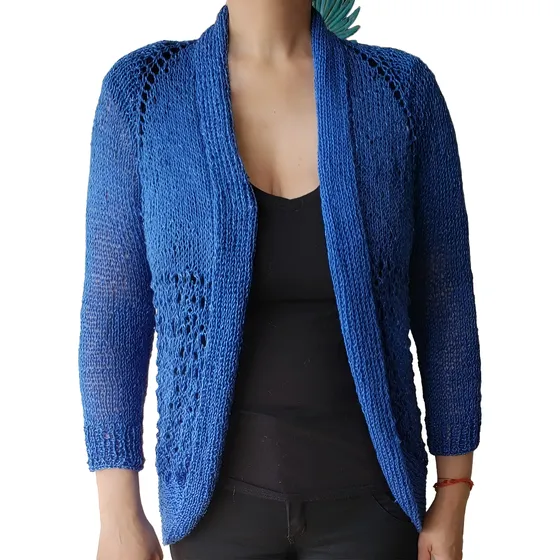 Precioso Y Delicado Chaleco Hecho A Mano, Hilo Color Azul