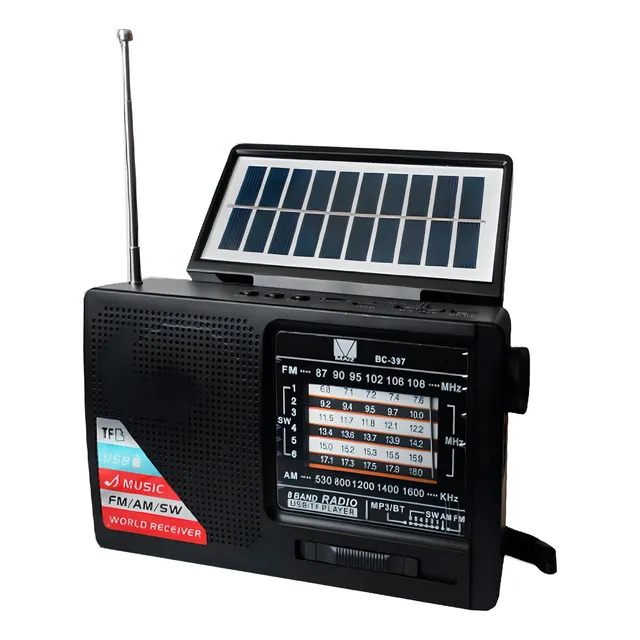 Bocina Bluetooth Radio Fm Linterna Panel Solar Recargable Color Ab