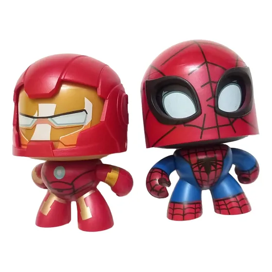 Set De 2 Muñecos Hombre Araña Y Iron Man, Cambian Su Cara!