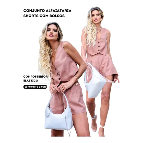 Conjunto De Alfaiataria Com Colete E Shorts