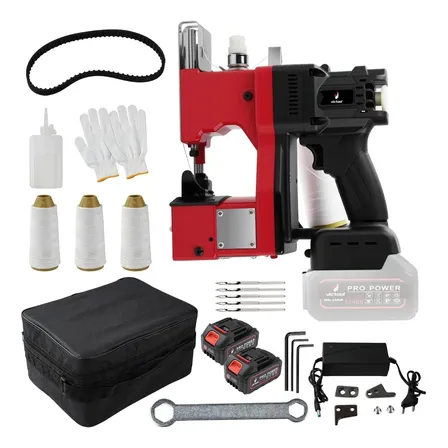 Elétrico Kit Máquina Costura Saco Sacaria Portátil 2 Bateria Vermelho 127/220v