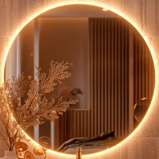 Rei Dos Vidros Espelho Redondo 40cm com Iluminação LED Fria para Pare