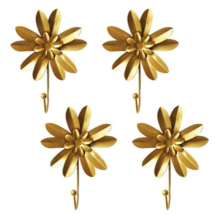 4 Ganchos De Flores Doradas Estilo Retro Para Decoración 4 Ganchos De Flores Doradas Estilo Retro Para Decoración