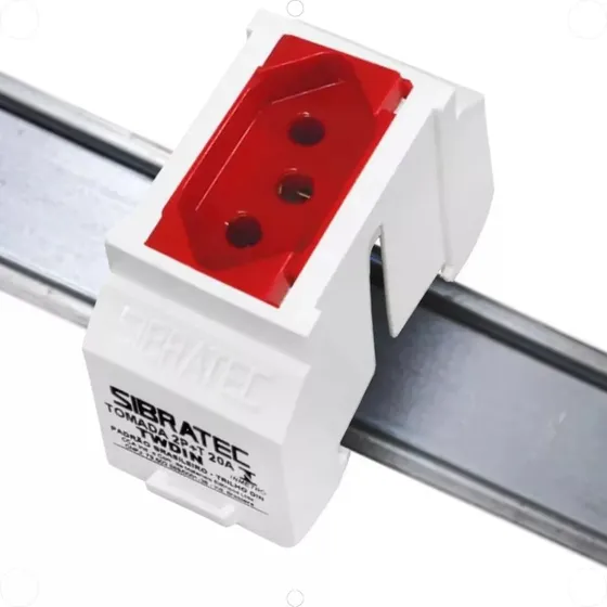 Tomada 2p+t 20a Vermelha Três Pinos 250v Trilho Din Padrãobr