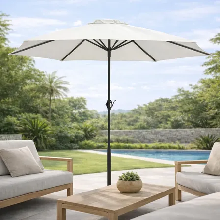 Ombrelone Central Sombreiro Aço 2,50m Piscina Mesa Jardim Branco