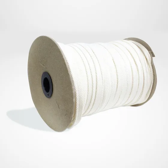 Jareta Plana Cordon De Algodon 10mm Crudo Rollo/ 100mts