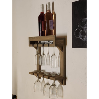 Porta Copas De Vino Elegante Con Acabado Rústico De 2 Nivele Porta Copas De Vino Elegante Con Acabado Rústico De 2 Nivele