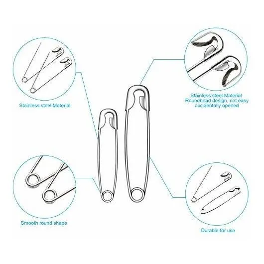 500pcs Safety Pins Premium Large Set Durable 7 Size 19mm