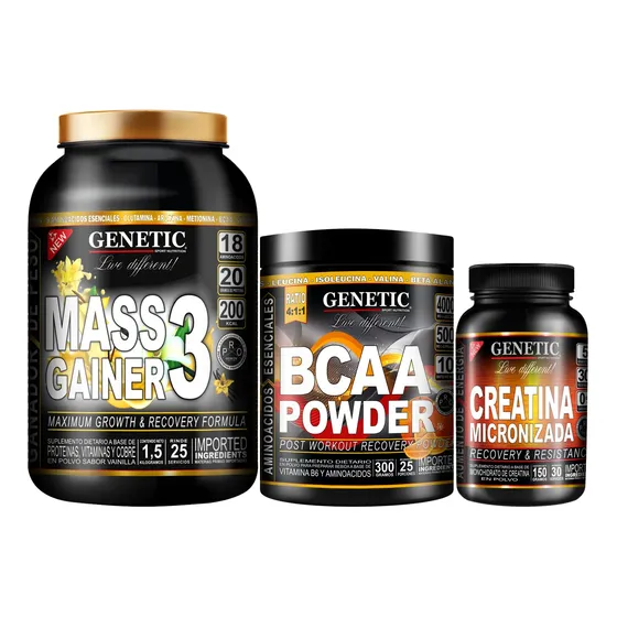N°1 Subir Peso Mass Gainer Creatina Aminoacidos Bcaa Genetic