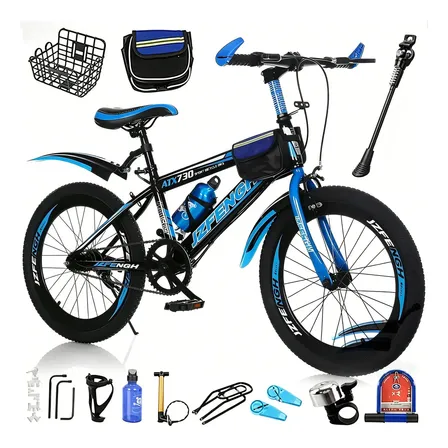 Bicicleta Infantil Montaña 20 Negra Con Botella Y Canasta Negro 20