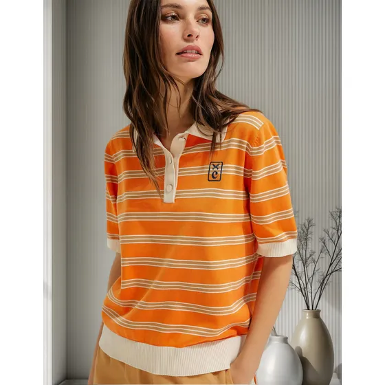 Camisa Polo Listrada Em Tricô Hering + Cosmo