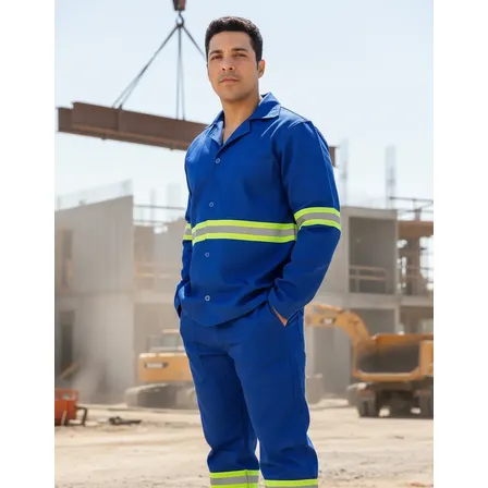 Conjunto Uniforme Brim Camisa E Calça Com Faixa Refletiva