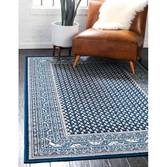Alfombra Tradicional Rectangular 125 X 185 Cm Color Azul Gri