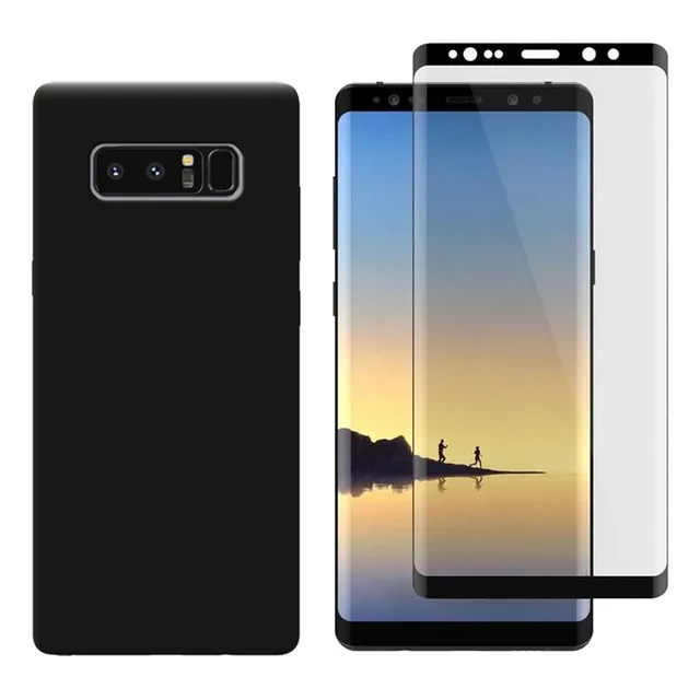 Capa Silicone Aveludada Preta Para Galaxy Note 8 + Pelicula