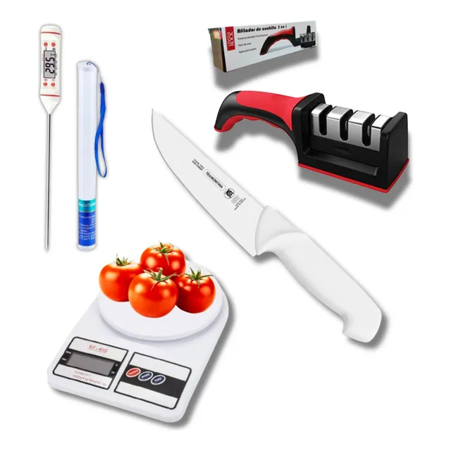 Set De Cocina Balanza Termometro Cuchillo Afilador Chef Kit