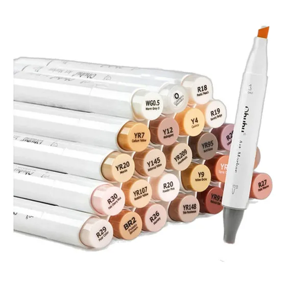 Marcadores De Alcohol, 24 Colores, Punta Pincel, Recargables
