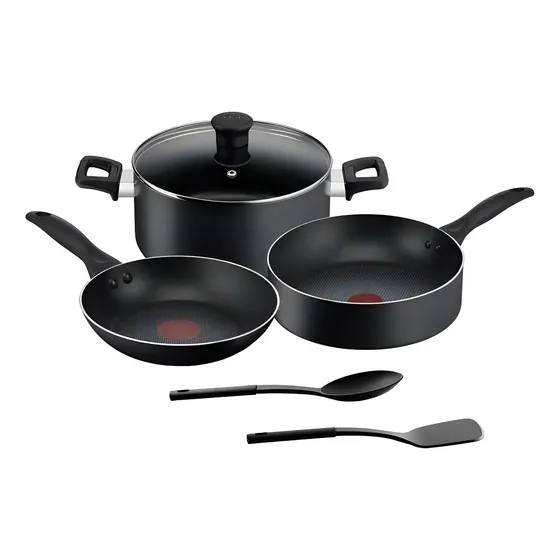 Batería T-fal A741s775 Family Cook De 6 Piezas Negra Color Negro