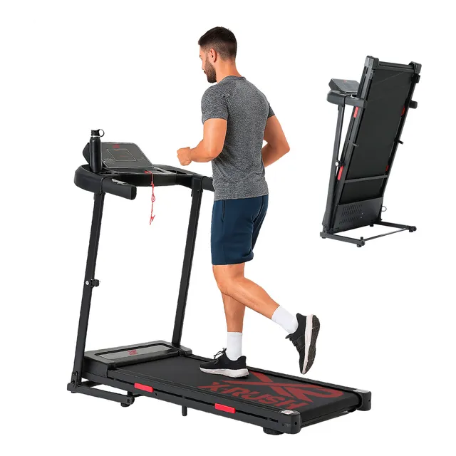 Caminadora Eléctrica Plegable 1.5HP con Pantalla LCD Sensores de Pulso y Bluetooth – Velocidad 12 km/h color Negro X-RUSH