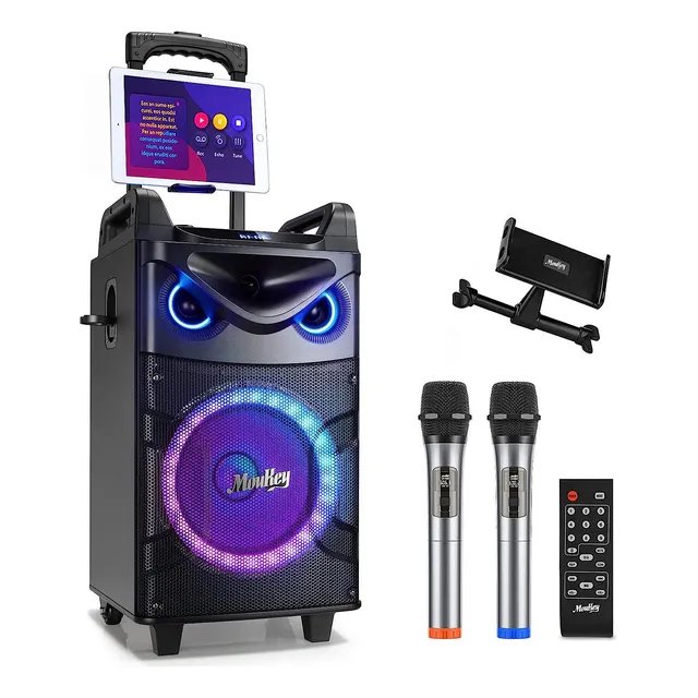 Maquina De Karaoke Moukey Con 2 Microfonos Inalambricos U...