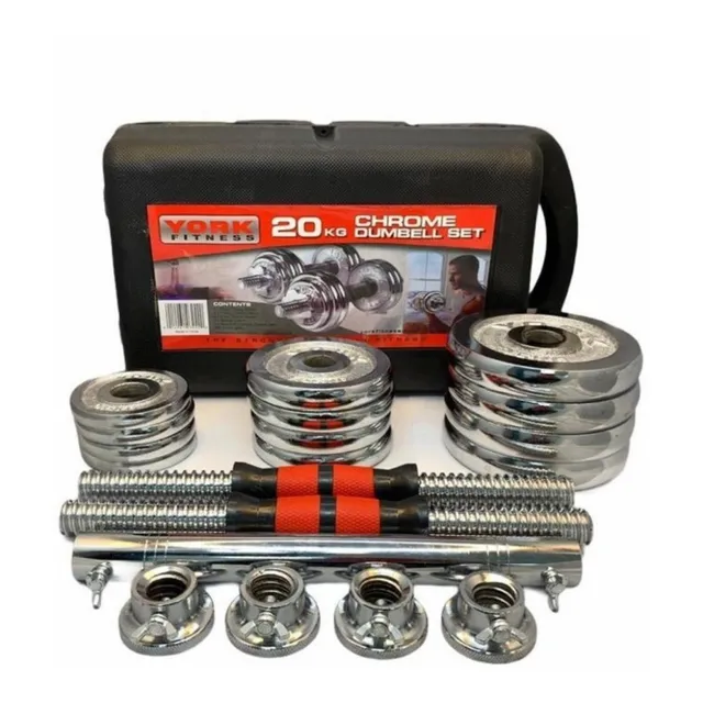 Kit De Mancuernas Profesional 20 Kilos Resistente + Estuche
