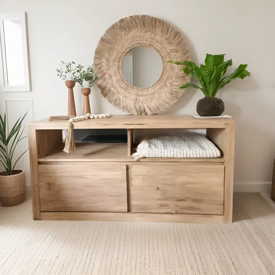 Mesa Tv Rack Nordica 120x40x60 Alamo Macizo Lustrado