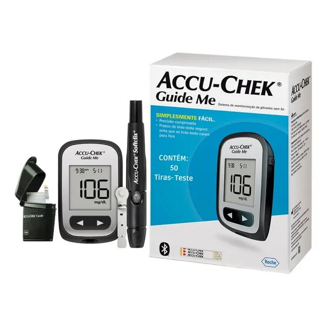 Kit medidor Accu-chek Guide Me de 50 tiras + Lancer + 10 La Color Black