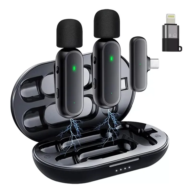 Microfono Solapa Inalambrico Doble iPhone Tipoc Caja Celular
