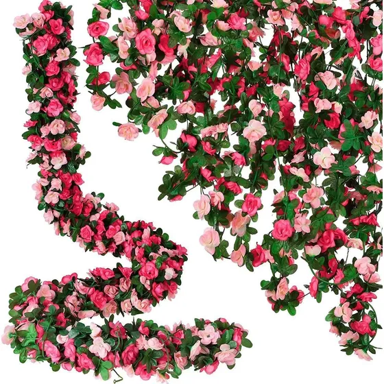 10pcs Guia Enredadera Con Rosas Artificial Decoración Flores