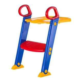 Assento Redutor Infantil Com Escada Importway Cor Azul, Amarelo E Vermelho Liso Assento Redutor Infantil Com Escada Importway Cor Azul, Amarelo E Vermelho Liso