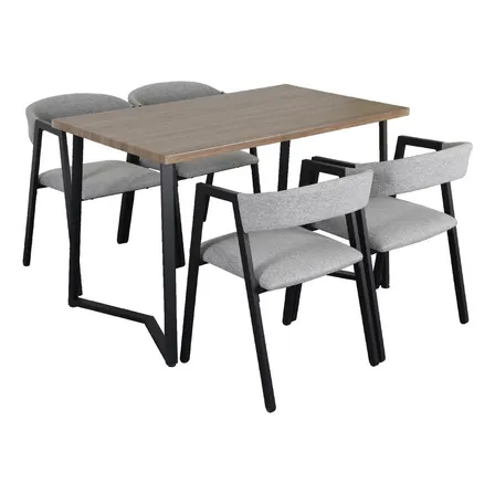 Juego De Comedor 4 Sillas Mesa Rectangular Cocina Cafetería Color Madera Kingshouse Salvia Liso