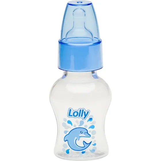 Mini Mamadeira C/ Mini Bico Silicone Regular Azul 50ml Lolly Cor