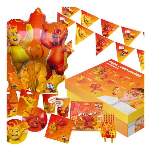 Pack De Cumpleaños Bilz Y Pap Para 20 Personas