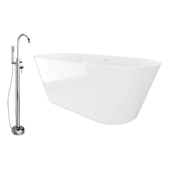 Kit Banheira Imersão + Torneira Piso Misturador Monocomando